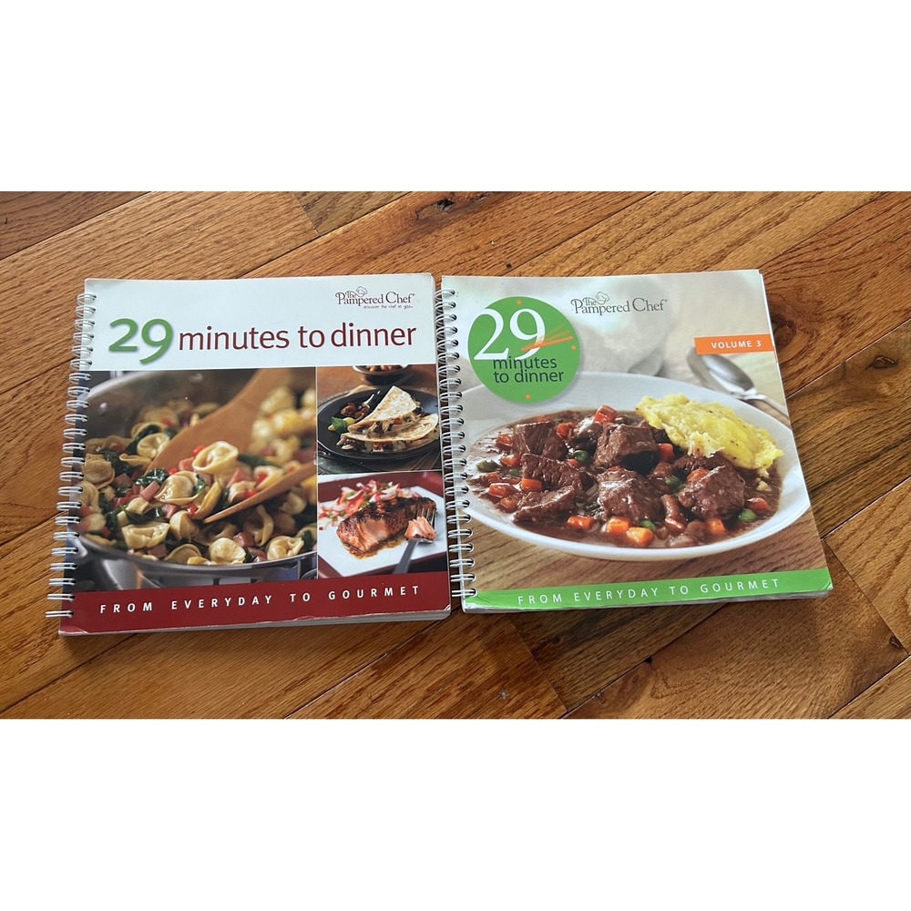 Pampered Chef 29 Minutes to Dinner Cookbook Spiral Bound Set of 2